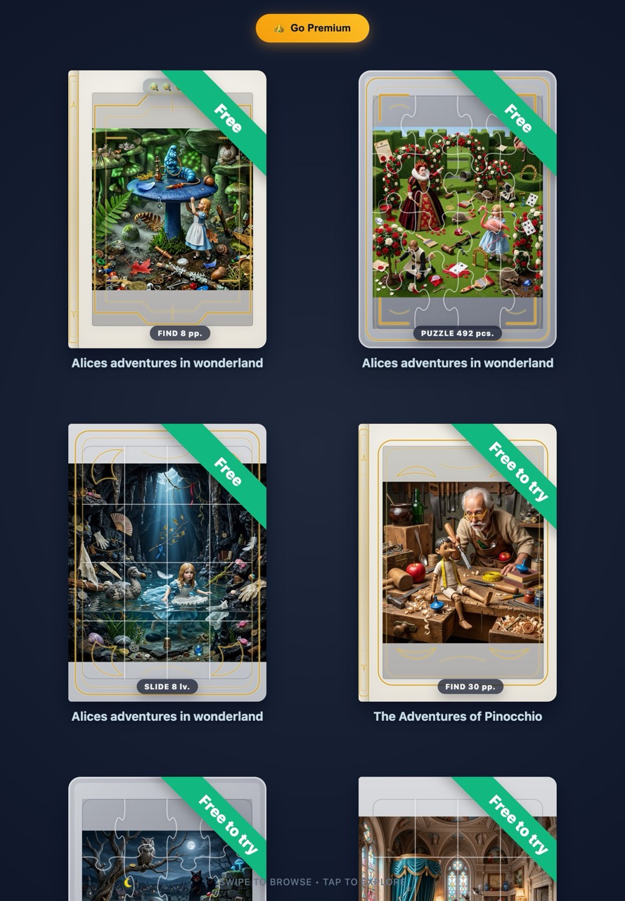 Story Seek illustrated bookshelf screenshot